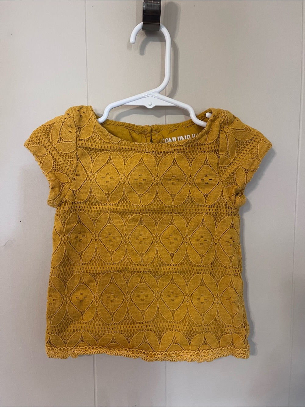 Mustard Crochet Cap-Sleeve Top - Kids